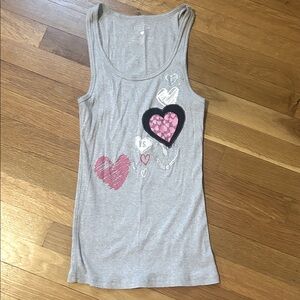 Victoria’s Secret cotton lingerie gray heart pink tank top Small